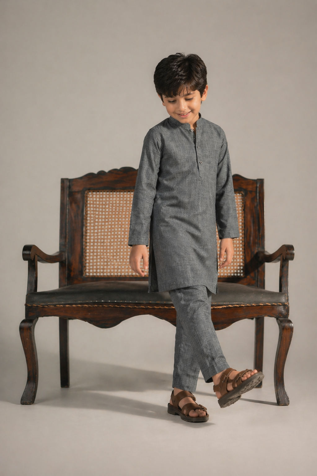 Matching Gray Kurta Pajama Set for Father & Son For Men & Kid