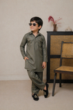 Royal Heritage Olive Green Kurta Set For Boys