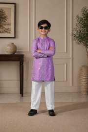 Purple Father & Son Matching Kurta Pajama Set For Men & Kid