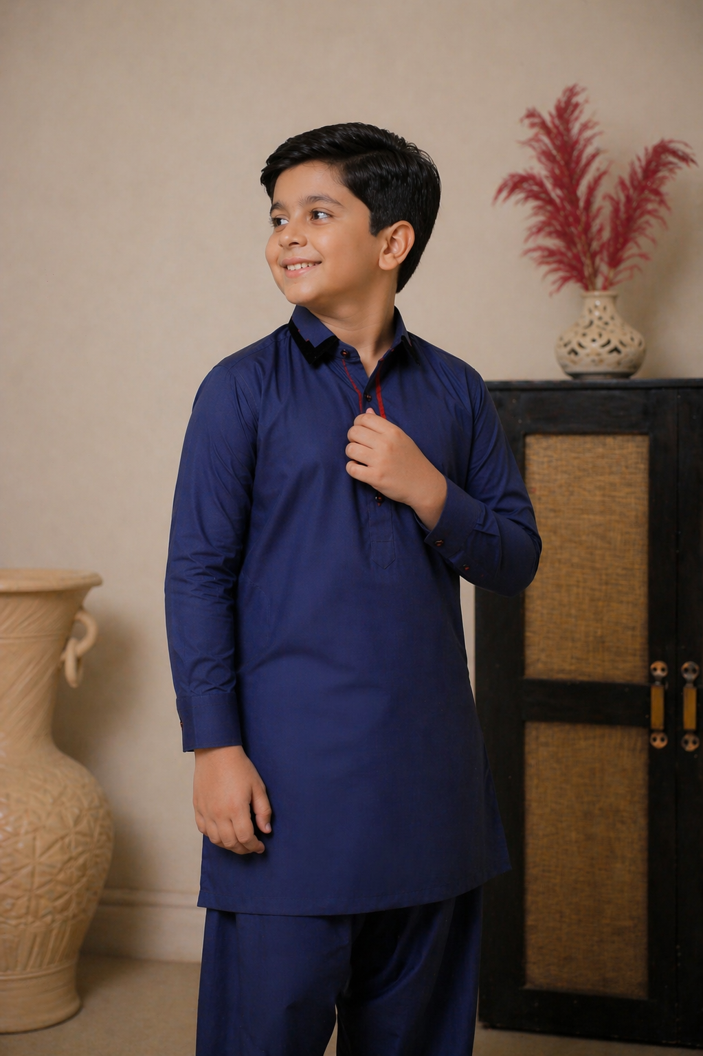 Royal Blue Premium Shalwar Kameez Set For Boys
