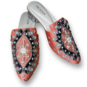 Punch Pink Silk Mule Shoes For Women