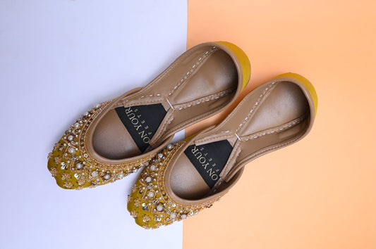 Handcrafted Yellow Raw Silk Slides – Bold, Bright & One of a Kind For Women