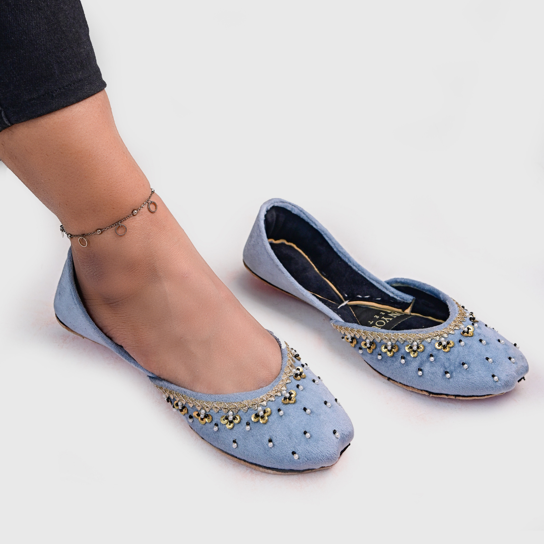 Handcrafted Velvet Embellished Khussa For Women