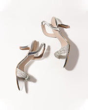 Lira Silver Elegant Diamante Knot Kitten Heels For Women