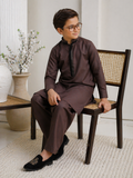 Classic Brown Premium Kurta Shalwar Set For Boys