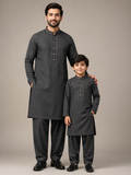 Graphite Father & Son Matching Kurta Shalwar Set For Men & Kid