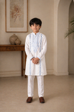 Boys White Mirror Work Kurta For Boys