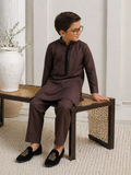 Classic Brown Premium Kurta Shalwar Set For Boys
