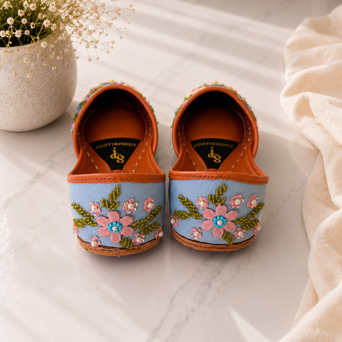 Flowy Blue Denim Khussa For Women
