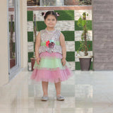 Enchanted Mint & Pink Frill Frock for Girls