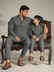Matching Gray Kurta Pajama Set for Father & Son For Men & Kid