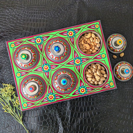 Sparkling Green Wooden Multi Purposes Truck-Art Tray