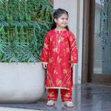 Girls 2-Piece Maroon Winter Cambric Suit – Cozy & Elegant For Girls