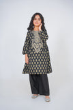 Girls 2-Piece Black Printed Suit – Chic and Stylish For Girls
