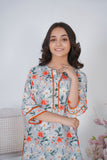 Gray Printed Cotton Silk Suit for Girls – Soft and Stylish For Girls