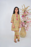 Girls Green Floral Suit with Lace Detailing for Girls