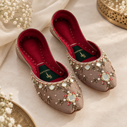 Gulkaar Copper Raw Silk Khussa For Women