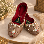 Gulkaar Copper Raw Silk Khussa For Women