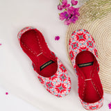 Vibrant Bloom – Bold Red & Blue Floral Khussas For Women