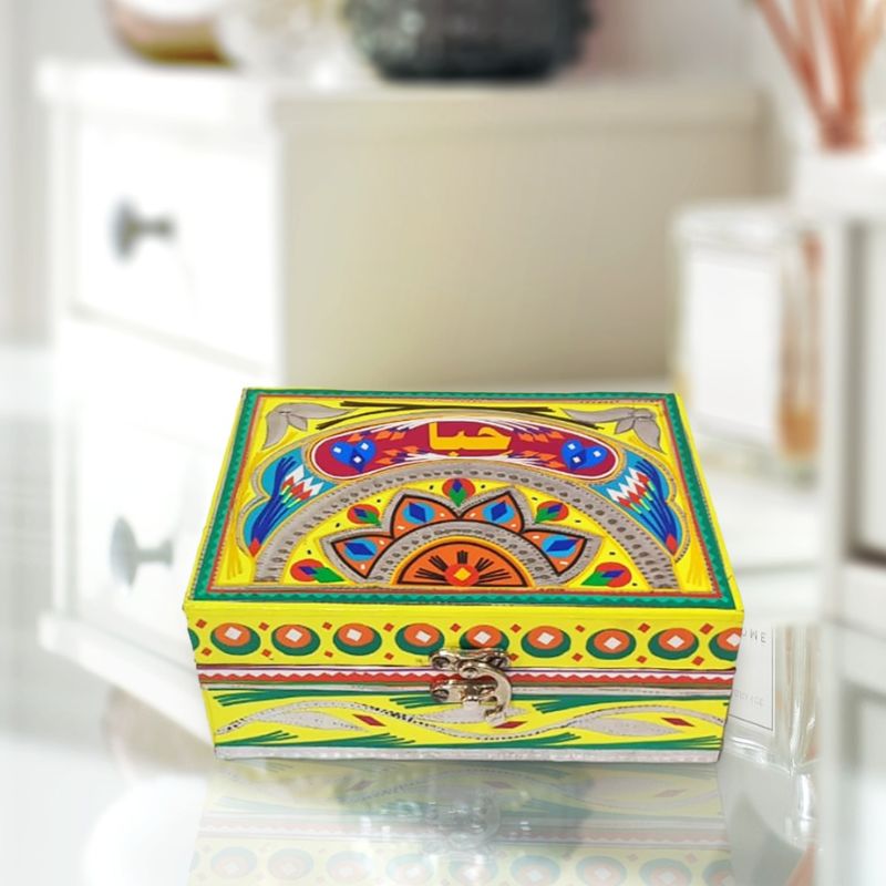 Yellow Truck-Art Hand Painted Customized Wooden Jewelry Box