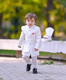 Sophisticated Off-White Sherwani Crafted from Luxurious Jamawar Fabric For Boys