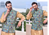 Multi Color Embroidered Waist Coat For Men