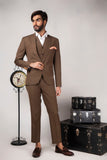Light Brown Color Oxford Lining Three-Piece Suits/Coat Pant For Men