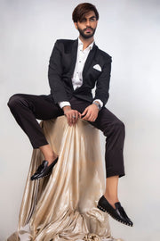 Black Color Embroidered Lapels Tuxedo Two-Piece Suits/Coat Pant For Men