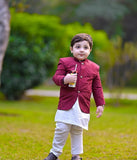 Majestic Red Prince Coat For Boys