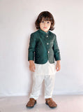 Elegant Green Prince Coat Suit For Boys