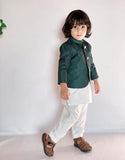 Elegant Green Prince Coat Suit For Boys