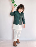 Elegant Green Prince Coat Suit For Boys