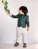 Elegant Green Prince Coat Suit For Boys