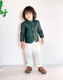 Elegant Green Prince Coat Suit For Boys