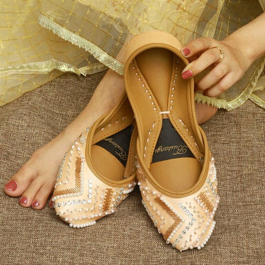 Raina | Handcrafted Embroidered Leather Khussa For Women