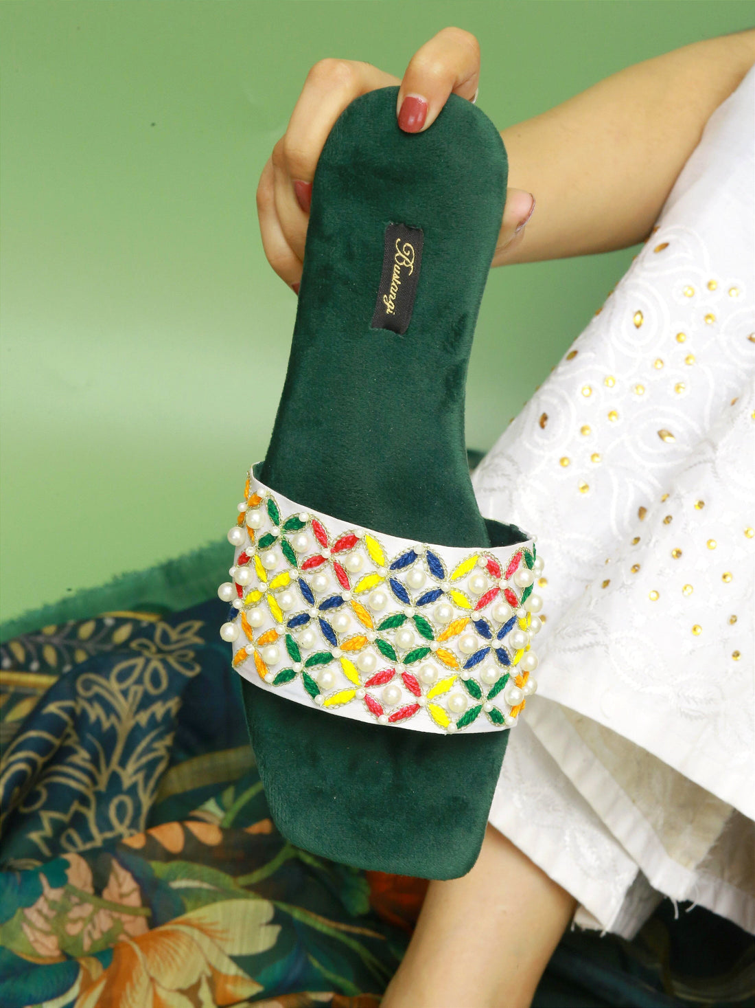 Suzen | Glamorous Flat Sliders by Bustangi For Women
