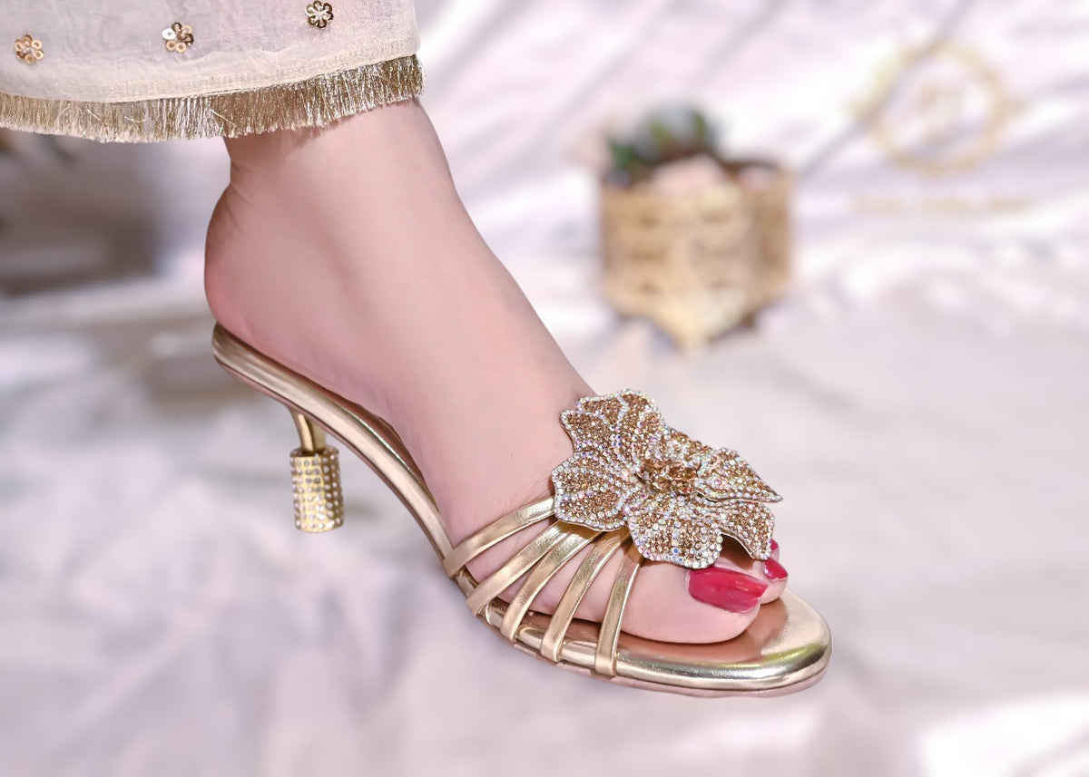 Jade Heels in Black, Bottle Green, Silver & Gold – Bold & Glamorous For Women