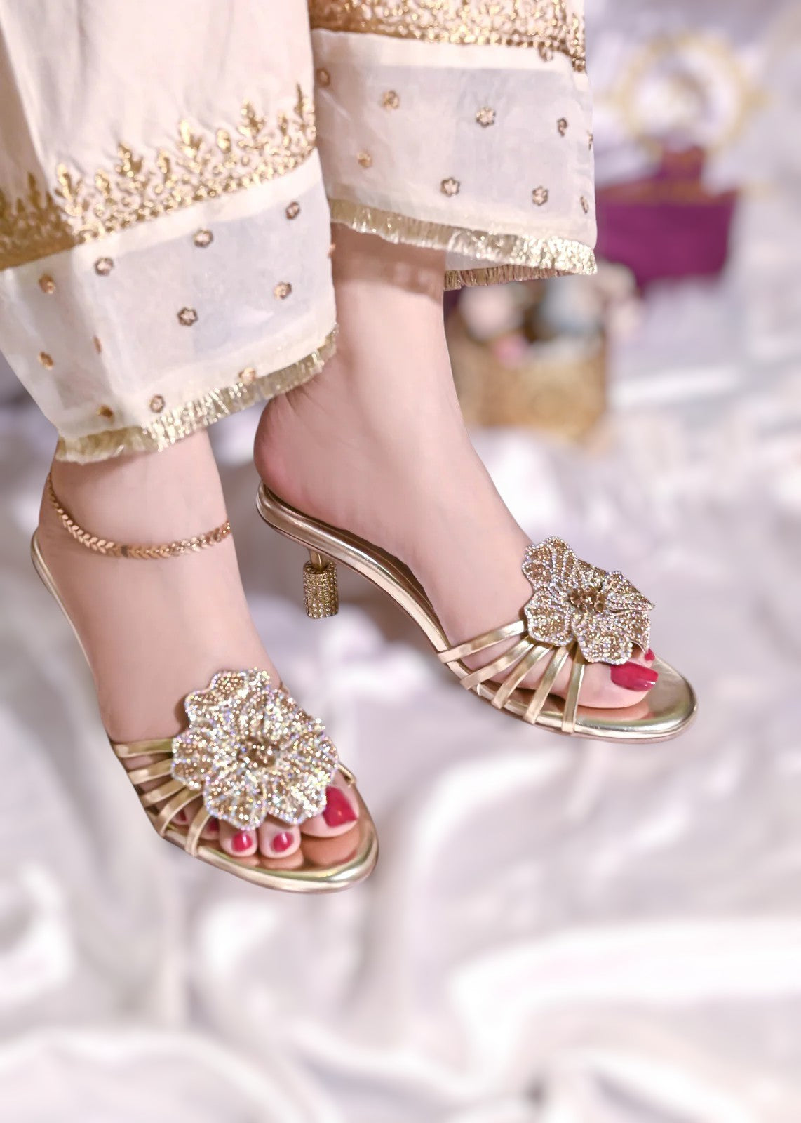 Jade Heels in Black, Bottle Green, Silver & Gold – Bold & Glamorous For Women