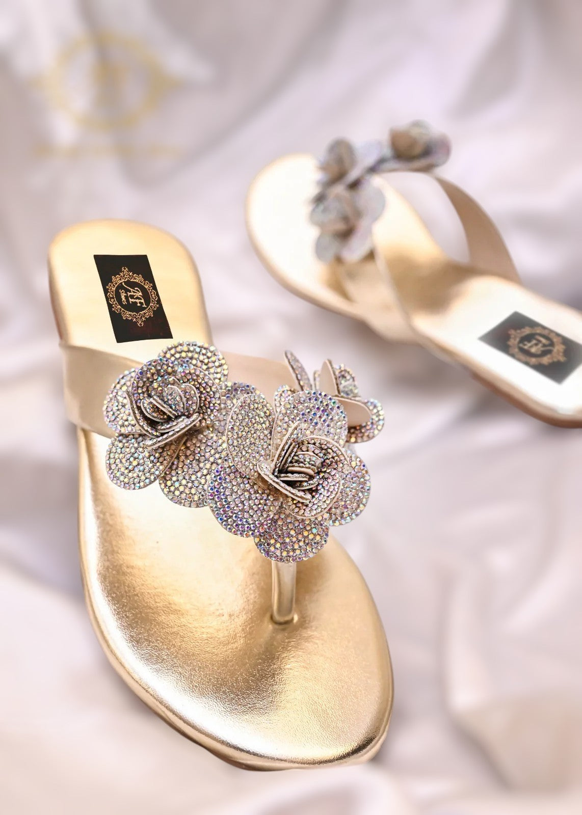 Rosatte Peach Pink , Gold , Black & Beige Faux Leather Slides For Women