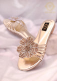 Jade Bottle Green, Black, Silver & Gold 3D Flower Flats – Bold & Elegant For Women