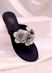 Rosatte Peach Pink , Gold , Black & Beige Faux Leather Slides For Women