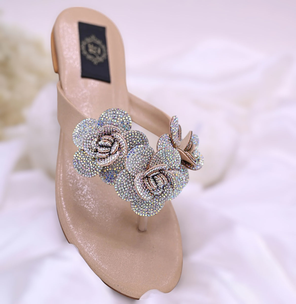 Rosatte Peach Pink , Gold , Black & Beige Faux Leather Slides For Women