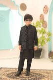 Black Kurta with Sequin Waistcoat For Boys