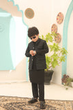 Black Kurta with Sequin Waistcoat For Boys