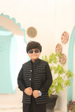 Black Kurta with Sequin Waistcoat For Boys