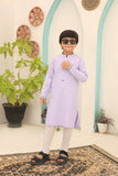 Elegant Lilac Cotton Kurta Pajama with Intricate Embellishments For Boys