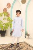 Chic Cool Blue Cotton Kurta Pajama with Elegant Embellishments For Boys