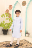 Chic Cool Blue Cotton Kurta Pajama with Elegant Embellishments For Boys