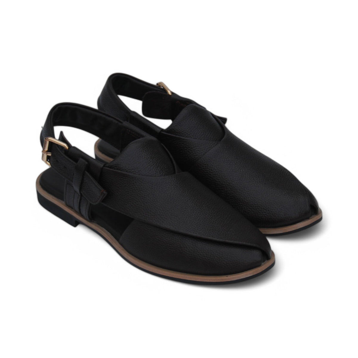 Black & Brown Premium Handmade Leather Peshawari Chappal For Men