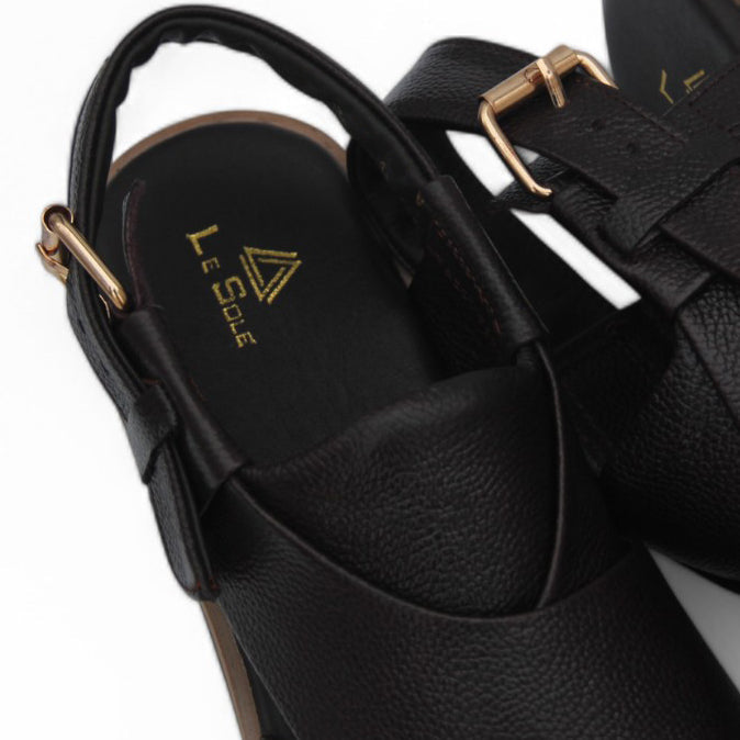Black & Brown Premium Handmade Leather Peshawari Chappal For Men